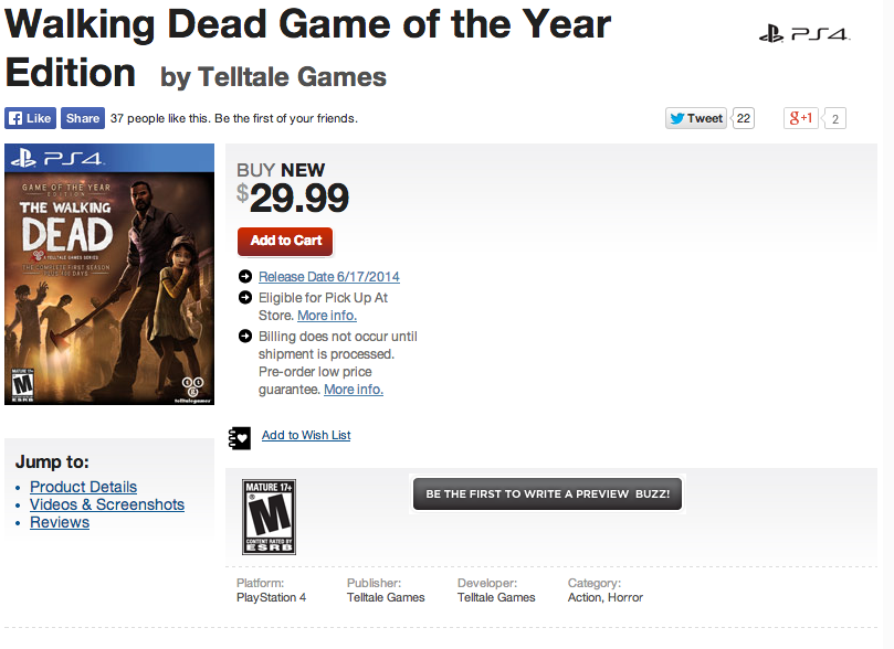 The Walking Dead Game of the Year Edition für PlayStation 4 in Arbeit?